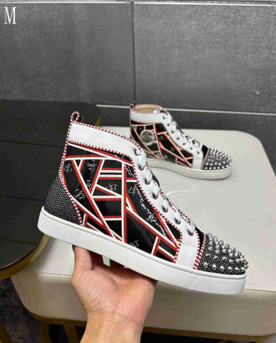 Christian Louboutin Patterned Spike High Top Sneakers