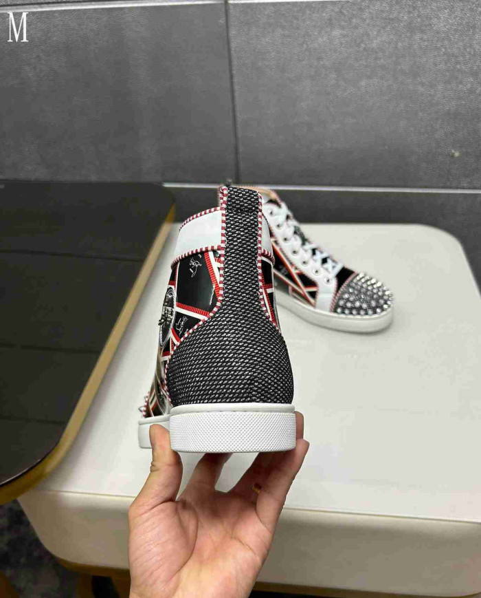 Christian Louboutin Patterned Spike High Top Sneakers