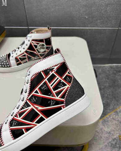 Christian Louboutin Patterned Spike High Top Sneakers