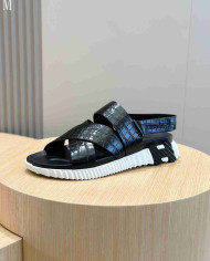 Hermes Croc Embossed Cross Strap Sandals