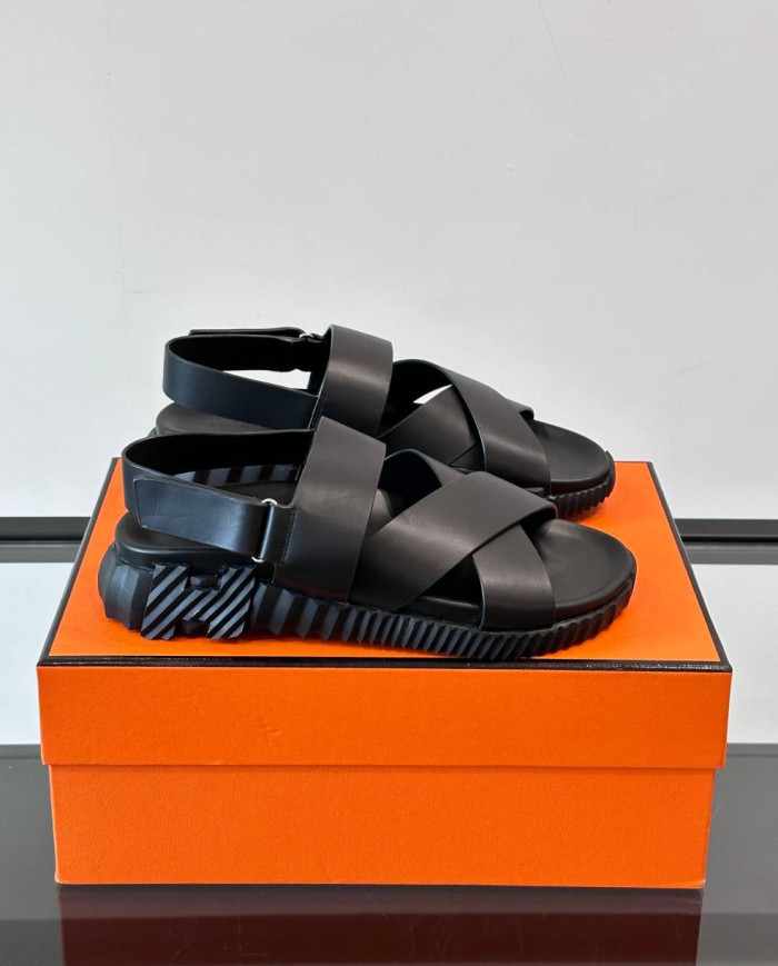 Hermes Cross Strap Platform Sandals