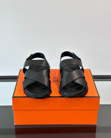 Hermes Cross Strap Platform Sandals