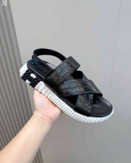 Hermes Croc Embossed Cross Strap Sandals