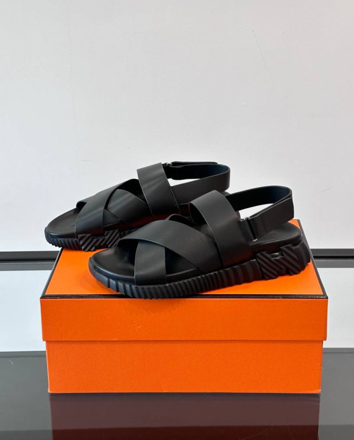 Hermes Cross Strap Platform Sandals