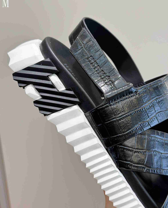 Hermes Croc Embossed Cross Strap Sandals