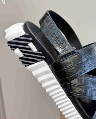 Hermes Croc Embossed Cross Strap Sandals
