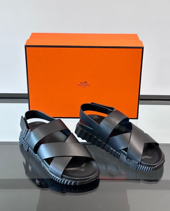 Hermes Cross Strap Platform Sandals