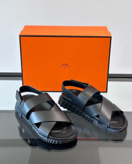 Hermes Cross Strap Platform Sandals