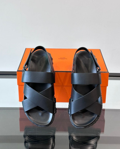 Hermes Cross Strap Platform Sandals