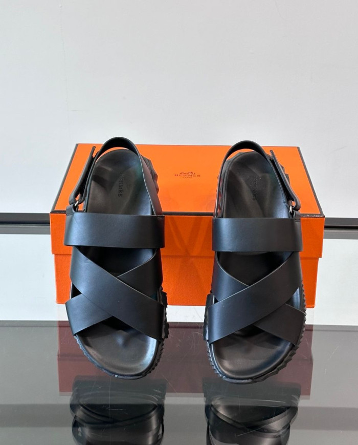 Hermes Cross Strap Platform Sandals