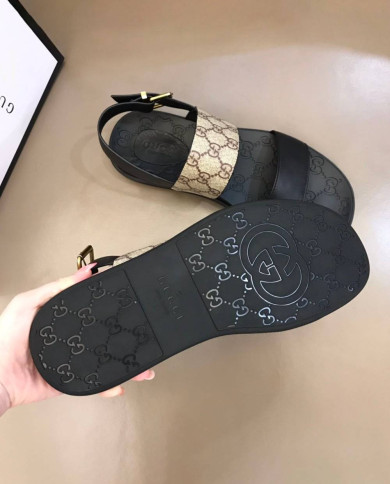 Gucci GG Pattern Buckle Sandals