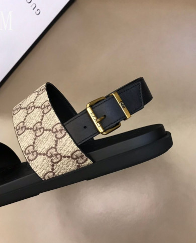 Gucci GG Pattern Buckle Sandals