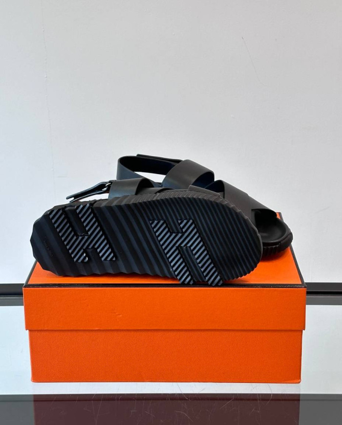 Hermes Cross Strap Platform Sandals