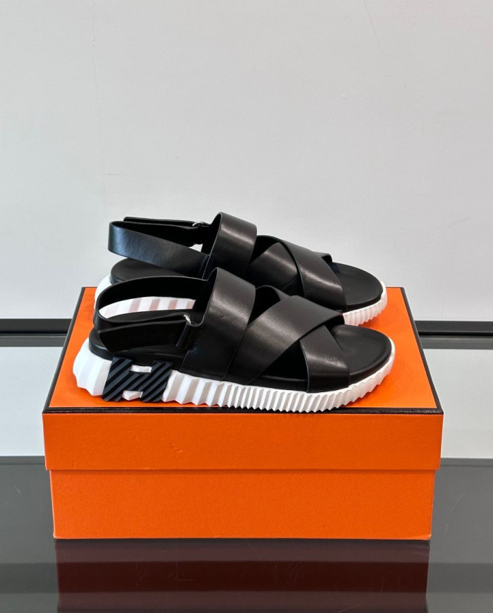 Hermes Cross Strap Platform Sandals