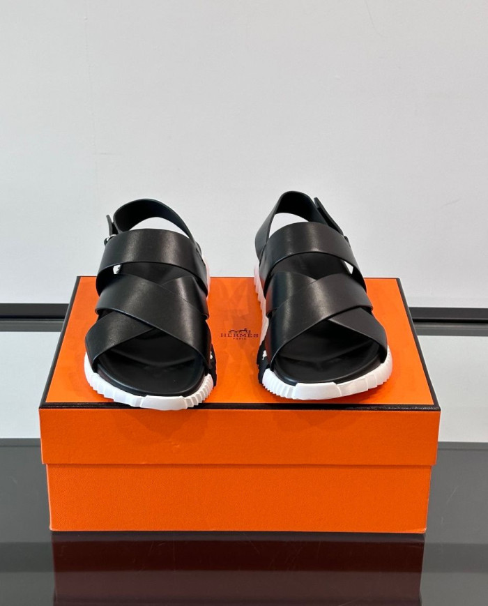 Hermes Cross Strap Platform Sandals