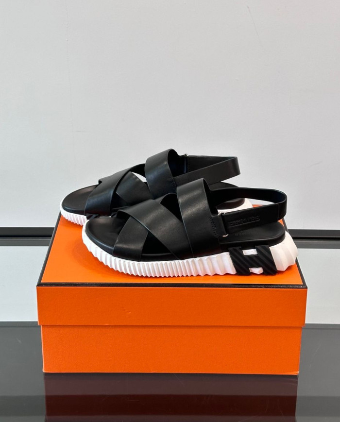 Hermes Cross Strap Platform Sandals