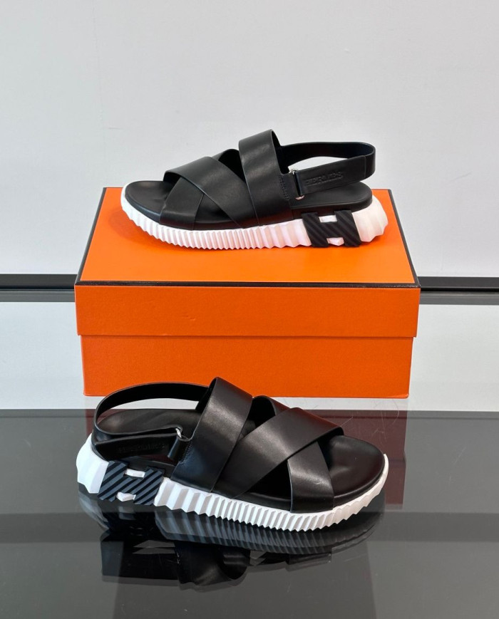 Hermes Cross Strap Platform Sandals