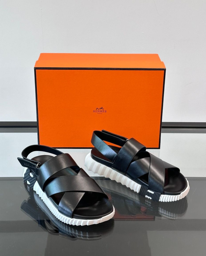 Hermes Cross Strap Platform Sandals