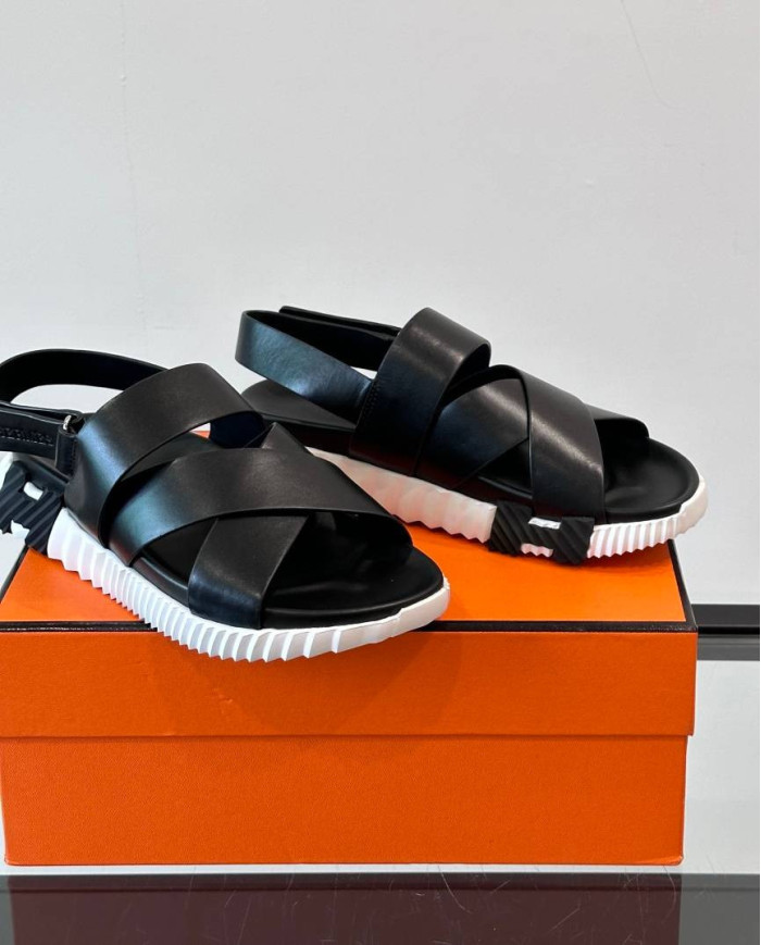 Hermes Cross Strap Platform Sandals