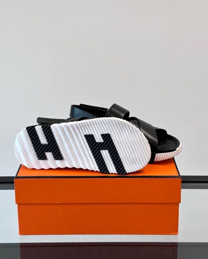 Hermes Cross Strap Platform Sandals