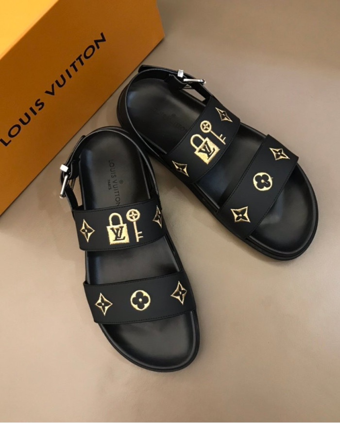 Louis Vuitton Monogram Lock and Key Pattern Sandals