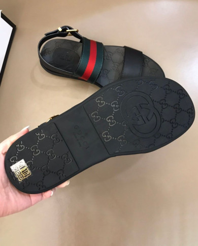 Gucci Men's Web Stripe Sandals