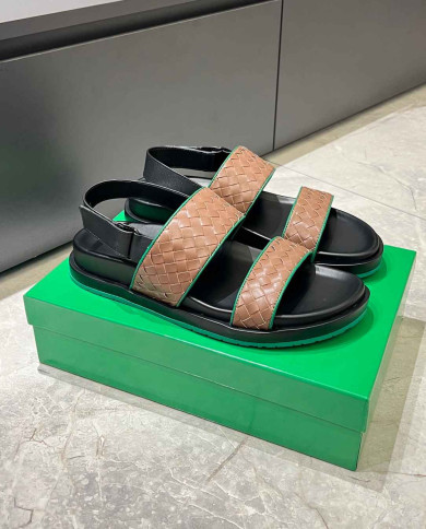 Bottega Veneta Men's Woven Leather Sandals