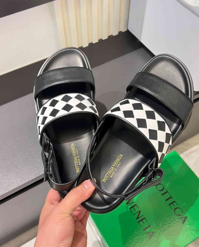 Bottega Veneta Men's Checkered Pattern Sandals