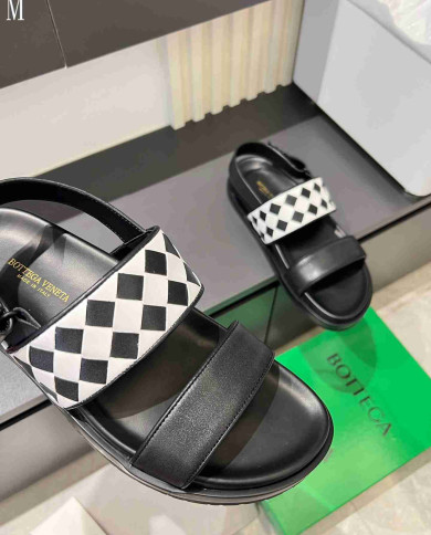 Bottega Veneta Men's Checkered Pattern Sandals