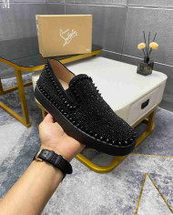 Christian Louboutin Roller Boat Men's Strass Spiked Flat Loafers