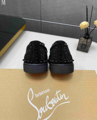 Christian Louboutin Roller Boat Men's Strass Spiked Flat Loafers