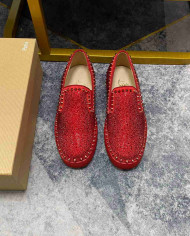 Christian Louboutin Roller Boat Men's Strass Spiked Flat Loafers