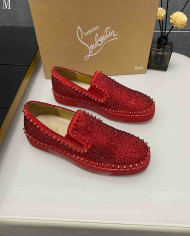 Christian Louboutin Roller Boat Men's Strass Spiked Flat Loafers