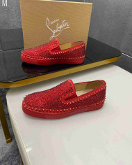Christian Louboutin Roller Boat Men's Strass Spiked Flat Loafers