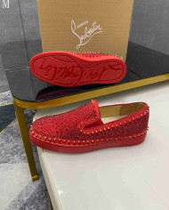 Christian Louboutin Roller Boat Men's Strass Spiked Flat Loafers