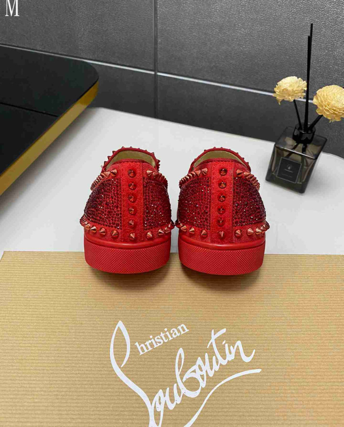 Christian Louboutin Roller Boat Men's Strass Spiked Flat Loafers