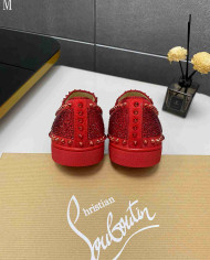 Christian Louboutin Roller Boat Men's Strass Spiked Flat Loafers