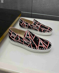 Christian Louboutin Pik Boat Men's Spiked Print Casual Shoes