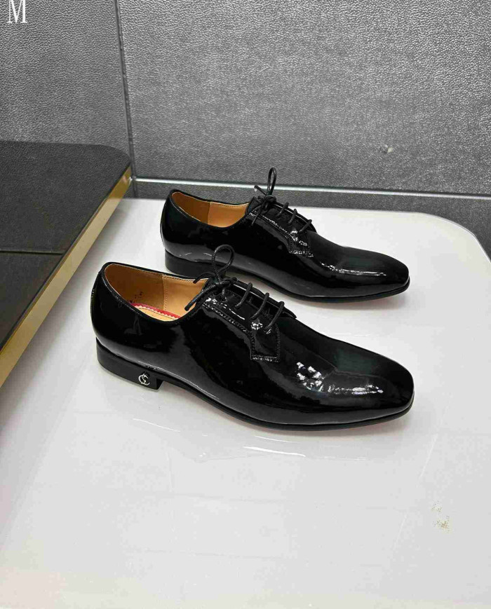 Christian Louboutin Red Bottom Men's Glossy Leather Business Formal Dress Shoes