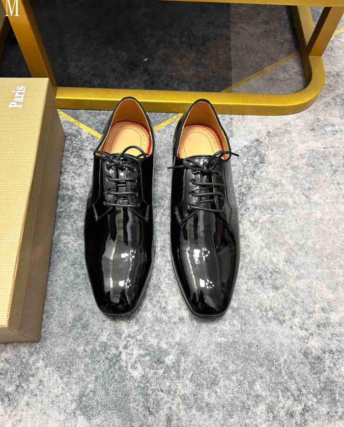 Christian Louboutin Red Bottom Men's Glossy Leather Business Formal Dress Shoes