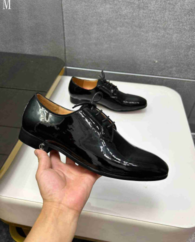Christian Louboutin Red Bottom Men's Glossy Leather Business Formal Dress Shoes