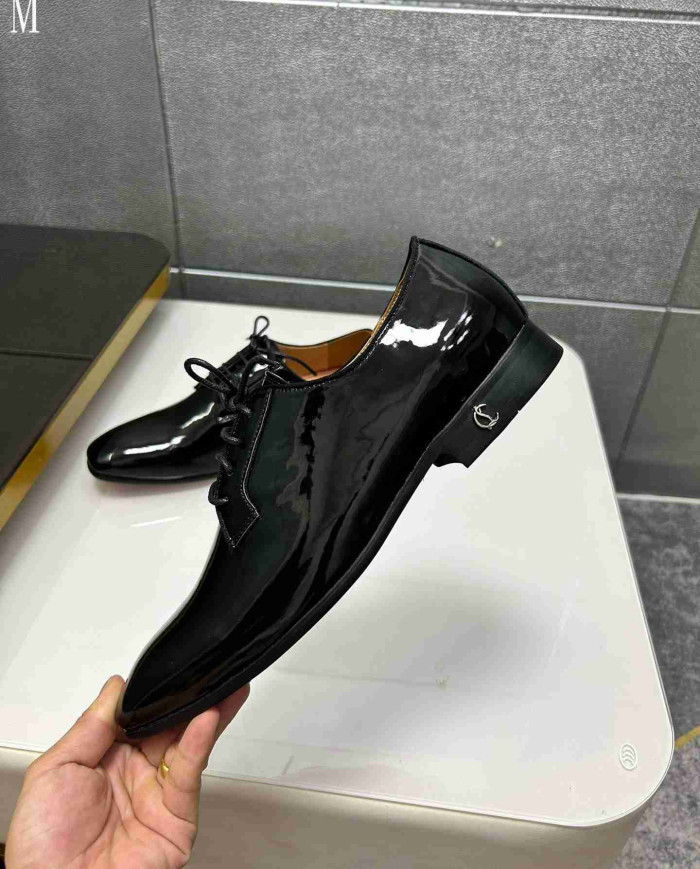 Christian Louboutin Red Bottom Men's Glossy Leather Business Formal Dress Shoes