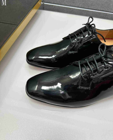 Christian Louboutin Red Bottom Men's Glossy Leather Business Formal Dress Shoes