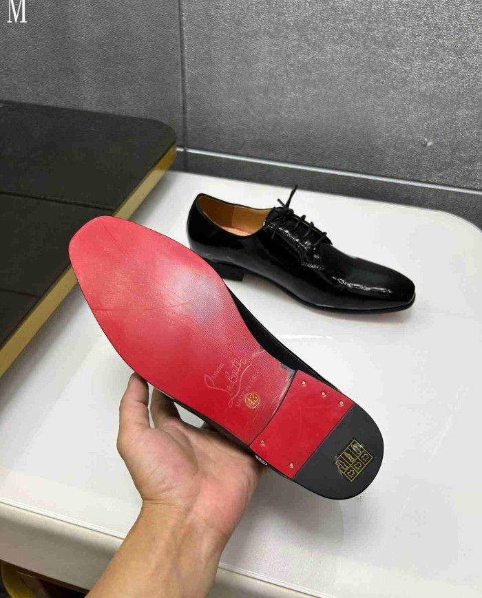 Christian Louboutin Red Bottom Men's Glossy Leather Business Formal Dress Shoes