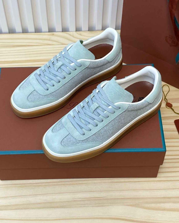 Loro Piana Men's Suede Mesh Sneakers