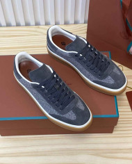 Loro Piana Men's Suede Mesh Sneakers