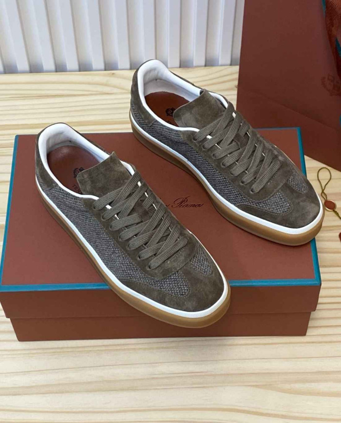 Loro Piana Men's Suede Mesh Sneakers
