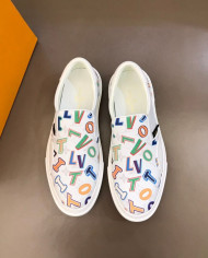 Louis Vuitton Multicolor Letter Print Slip On Loafers