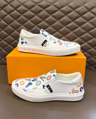 Louis Vuitton Multicolor Letter Print Slip On Loafers