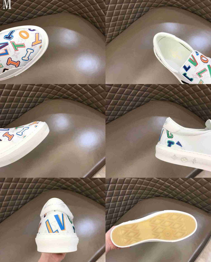 Louis Vuitton Multicolor Letter Print Slip On Loafers